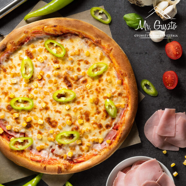 07. Csípős Sonkás Kukoricás Pizza 32 cm