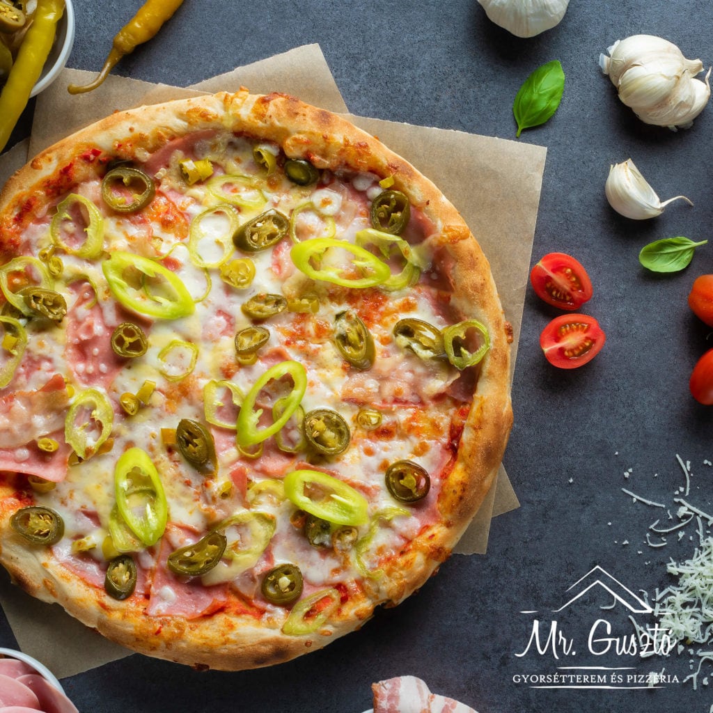 32. Pokol tüze Pizza 32 cm Mr. Gusztó Gyorsétterem és Pizzéria